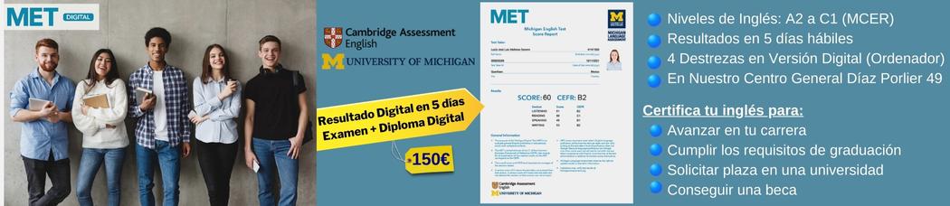MET Digital Certificación de Inglés Americano avalado por Cambridge English y la Universidad de Michigan